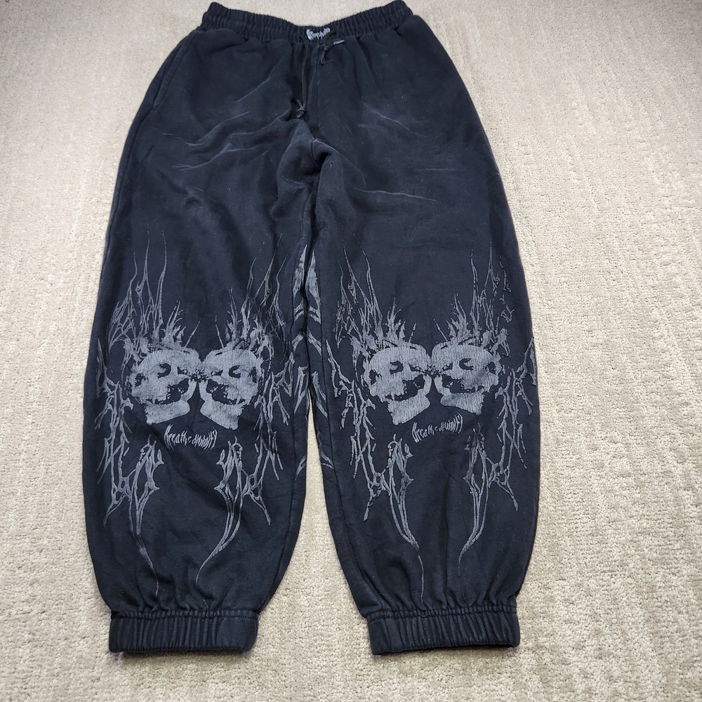 Breathe Divinity Sweatpants Men Medium Skull Heavy Cotton Cuffed Jogger Goth